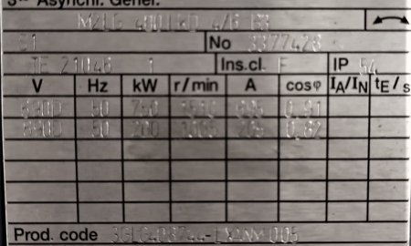 ABB 750-200 KW M2LG 400LKD 4-6 B3   NºSr. 3377428