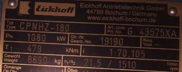 Gearbox Eickhoff CPHNZ-180 para N54 1000 KW -(335) 000