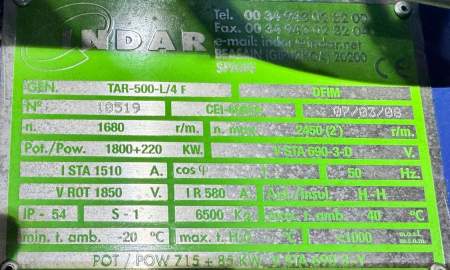 Generador G80  Indar TAR500-L-4F (653) - 000