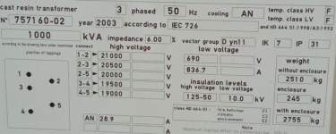 Frances Transfo 20Kw-1000 KVA-690V - 01